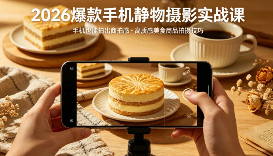 2026手机静物摄影实战课：用手机拍出商拍质感，轻松掌握美食商品高级拍摄技巧插图