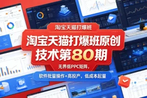 淘宝天猫打爆班第80期：无界低PPC矩阵技术，软件批量操作实现高投产与低成本起量