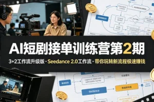 AI短剧接单训练营第2期：升级3+2工作流与Seedance 2.0，掌握高效流程快速变现
