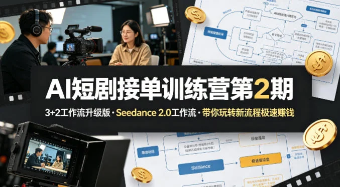 AI短剧接单训练营第2期:升级3+2工作流与Seedance 2.0,掌握高效流程快速变现插图 AI短剧接单训练营第2期:升级3+2工作流与Seedance 2.0,掌握高效流程快速变现插图