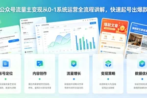 公众号流量主变现全攻略：从0到1系统运营指南，快速打造爆款内容