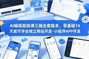零基础14天掌握AI编程：三端全栈开发实战，轻松学会网站、小程序与APP开发