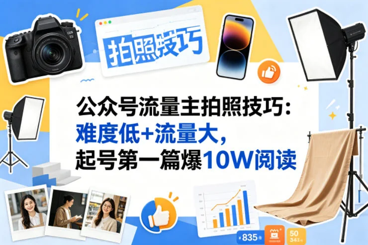 公众号流量主入门：拍照技巧赛道实操指南，低难度高流量打造10W+爆款插图