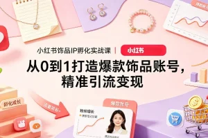 小红书饰品账号运营指南：从0到1孵化IP打造爆款，实现精准引流与变现