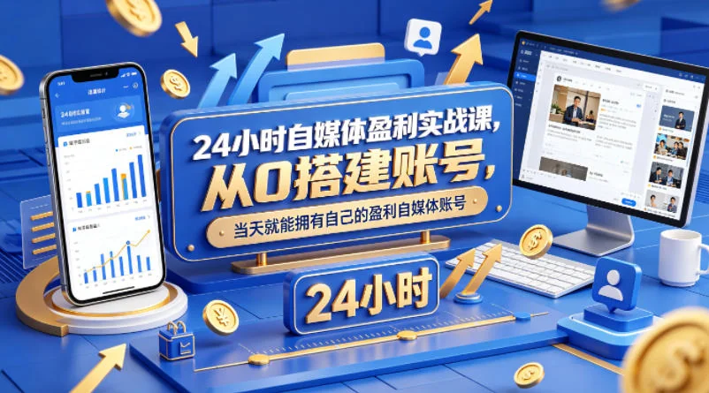 24小时自媒体盈利实战课：从0搭建账号，当天实现收益插图