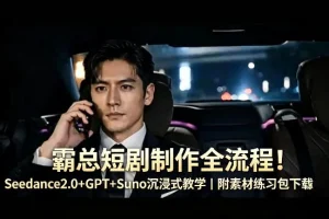 霸总短剧制作全流程：Seedance2.0+GPT+Suno沉浸式教学，附素材练习包下载