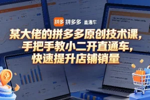 拼多多原创技术课：手把手教你开直通车，快速提升店铺销量技巧