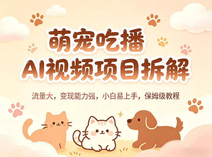 萌宠吃播AI视频制作教程：零基础小白也能快速上手，高流量强变现项目全拆解插图