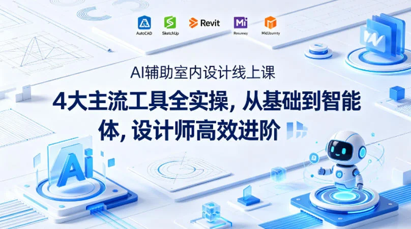 AI室内设计线上课：4大主流工具实操，从基础到智能体，设计师高效进阶指南插图