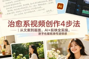 AI+剪映实操教程：治愈系视频创作4步法，从文案到画面，新手轻松传递情感
