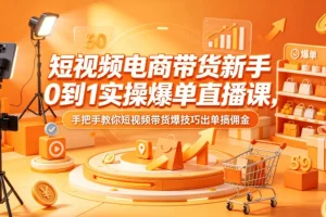 短视频电商新手0到1爆单实操课：手把手教你带货技巧与佣金提升方法