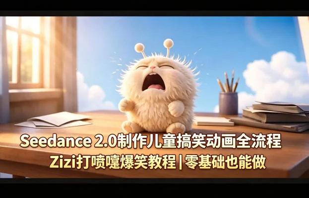 零基础学Seedance 2.0：儿童搞笑动画Zizi打喷嚏全流程制作教程插图