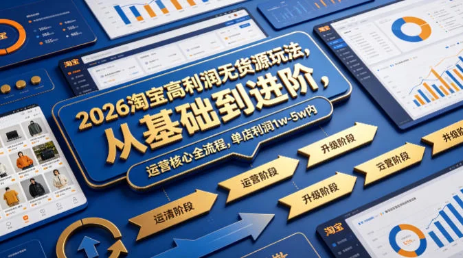 2026淘宝无货源高利润玩法：从基础到进阶，运营核心全流程解析，单店月入1-5万插图