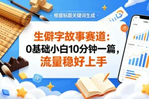 公众号流量主新玩法：生僻字故事赛道，流量稳定易上手，0基础小白10分钟一篇