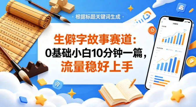 公众号流量主新玩法：生僻字故事赛道，流量稳定易上手，0基础小白10分钟一篇插图