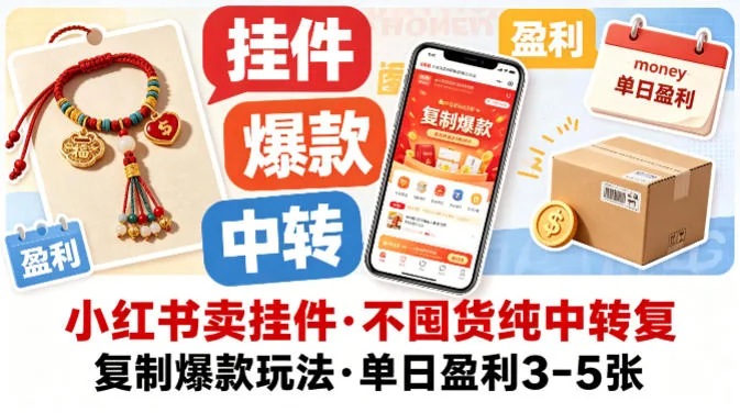 小红书挂件无货源玩法：复制爆款不囤货，轻松日赚300-500元插图