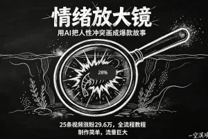 AI制作“情绪放大镜”视频教程：25条视频涨粉29.6W，简单高效获取巨大流量