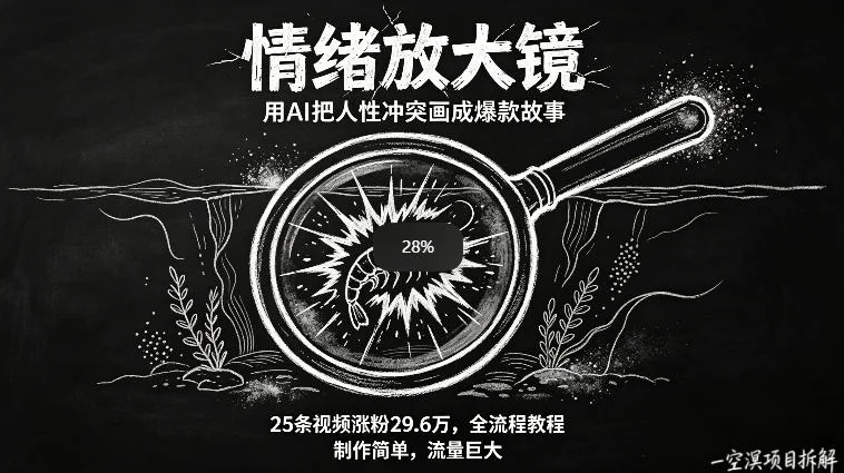 AI制作“情绪放大镜”视频教程：25条视频涨粉29.6W，简单高效获取巨大流量插图