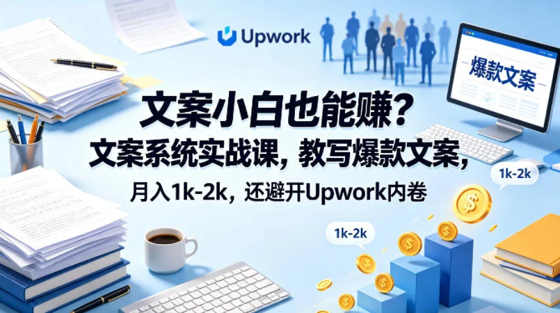 文案系统实战课：小白也能写出爆款文案，轻松月入1k-2k，避开Upwork内卷【原创双语字幕】插图