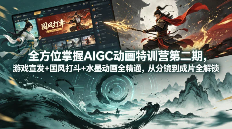 AIGC动画特训营第二期：游戏宣发、国风打斗、水墨动画全精通，从分镜到成片一站式掌握插图