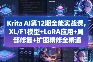 Krita AI第12期实战课：XL/F1模型+LoRA应用+局部修复+扩图精修全精通