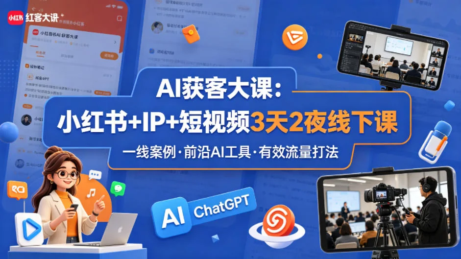 AI获客实战课:小红书+IP+短视频3天2夜线下培训,真实案例与前沿工具详解插图 AI获客实战课:小红书+IP+短视频3天2夜线下培训,真实案例与前沿工具详解插图