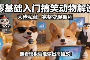 零基础搞笑动物解说入门：大佬私藏变现课程，套用模板轻松获取高播放量