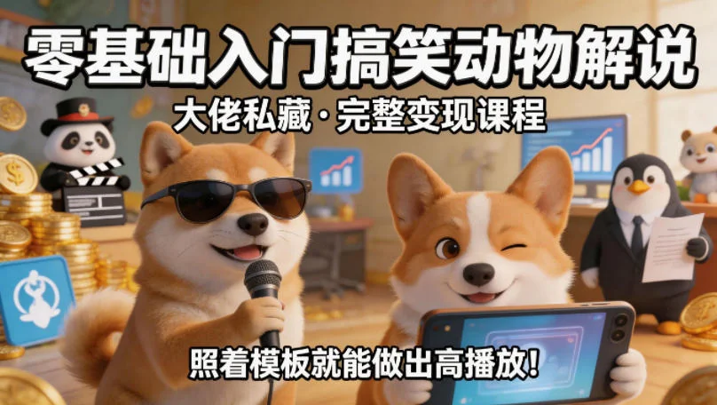 零基础搞笑动物解说入门：大佬私藏变现课程，套用模板轻松获取高播放量插图