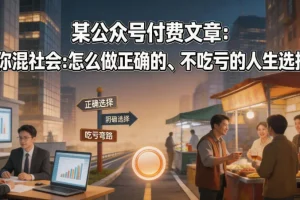 混社会必看：如何做出正确且不吃亏的人生选择？