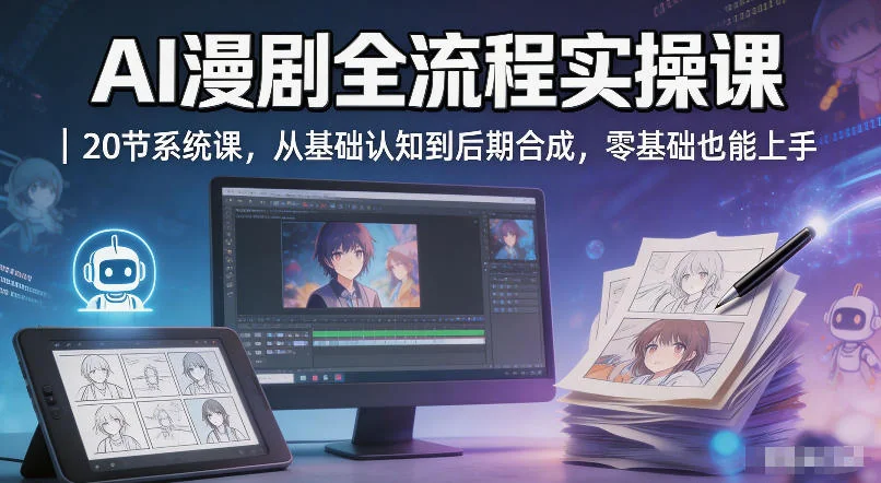 AI漫剧制作全流程实操课：20节系统课，零基础入门到后期合成插图