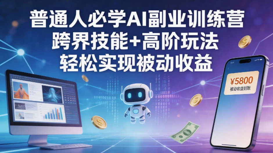 普通人必学AI副业训练营：跨界技能+高阶玩法，轻松实现被动收益插图