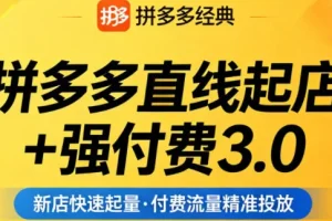 拼多多直通车起店+强付费3.0实操：稳定投产、突破流量瓶颈（2025年4月更新）