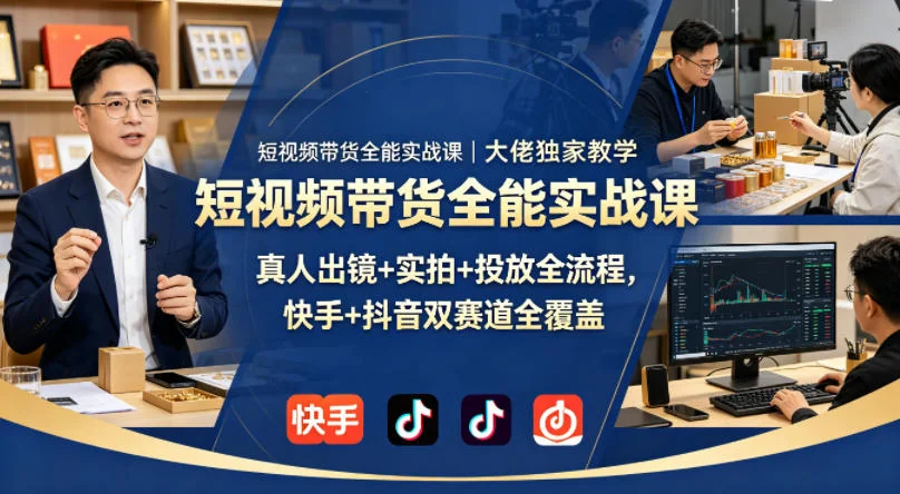 短视频带货实战课：抖音快手双平台全流程教学，真人出镜+实拍+投放技巧插图