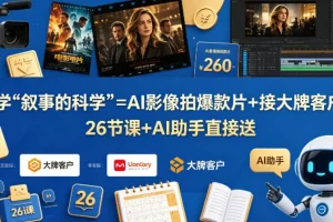 《叙事的科学》AI影像课：26节双语课+AI助手，教你拍爆款片接大牌客户