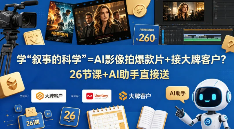 《叙事的科学》AI影像课：26节双语课+AI助手，教你拍爆款片接大牌客户插图
