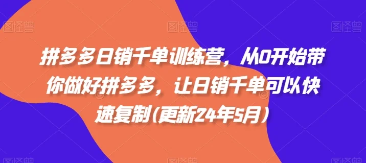 白凤电商拼多多日销千单训练营：从零入门到实战复制，快速提升店铺销量插图