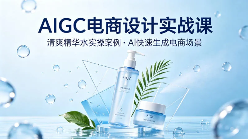 AIGC电商设计实战：以清爽精华水为例，用AI快速生成电商场景插图