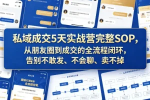 私域成交5天实战营SOP：从朋友圈到成交全流程闭环，解决不敢发、不会聊、卖不掉难题