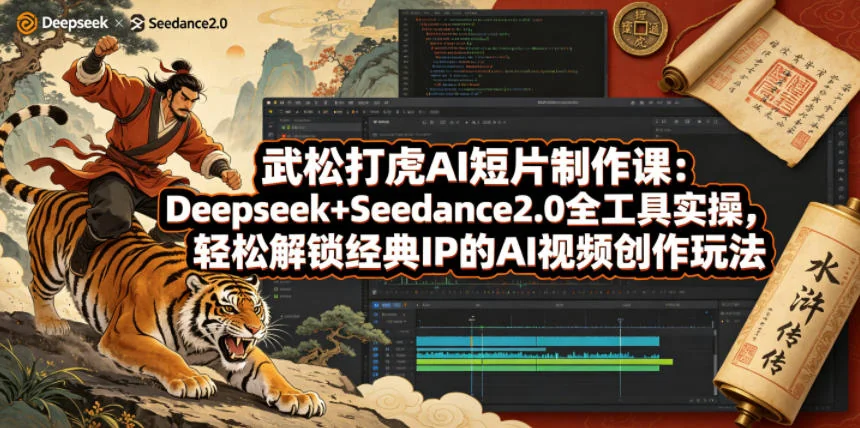 武松打虎AI短片制作课:Deepseek+Seedance2.0实操教程,零基础解锁经典IP视频创作插图 武松打虎AI短片制作课:Deepseek+Seedance2.0实操教程,零基础解锁经典IP视频创作插图