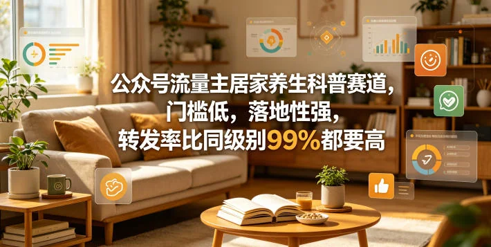 公众号流量主居家养生科普：低门槛高落地，转发率超99%同行插图