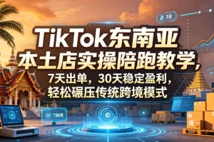TikTok东南亚本土店实操陪跑教学：7天出单、30天稳定盈利，高效超越传统跨境模式