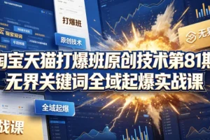淘宝天猫打爆班第81期：无界关键词全域起爆实战技巧