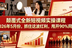 2026年短视频实操课程:抓住红利期,轻松超越90%同行