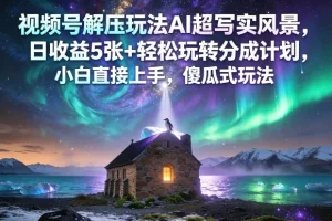 视频号AI超写实风景解压玩法,轻松上手日收益5元+,小白也能玩转分成计划