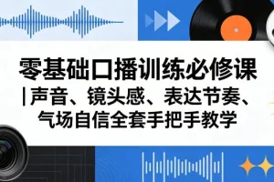 零基础口播训练必修课:声音、镜头感、表达节奏与气场自信手把手教学