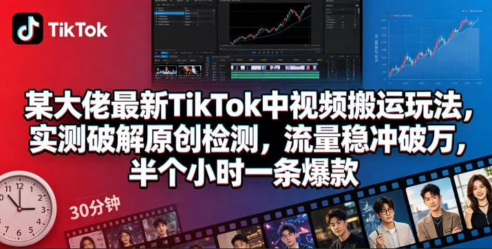某大佬TikTok中视频搬运技巧：实测破解原创检测，流量稳定破万，半小时打造爆款插图