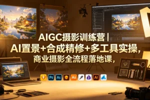 AIGC商业摄影实战课|AI置景合成精修+多工具实操,全流程落地教学