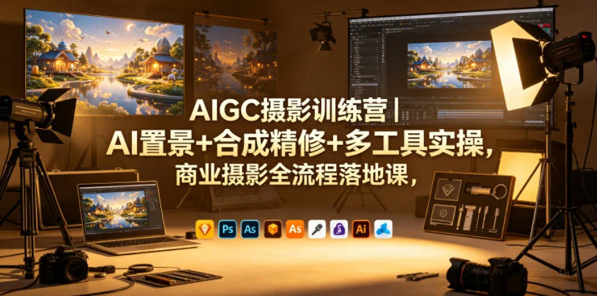 AIGC商业摄影实战课｜AI置景合成精修+多工具实操，全流程落地教学插图