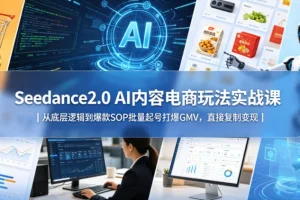 Seedance2.0 AI内容电商实战课:底层逻辑+爆款SOP,批量起号引爆GMV