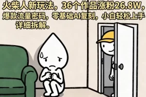 火柴人AI新玩法：36个作品涨粉26.8W，零基础小白轻松复刻爆款流量密码